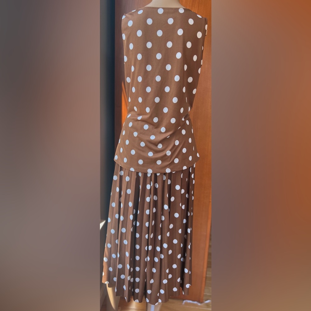 HALLHUBER  2 Piece Brown Polkadot Skirt & Top Size XS - Picture 5 of 10